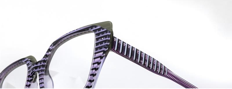 Mellume Square Striped Laminate Acetate Optical Frames-side