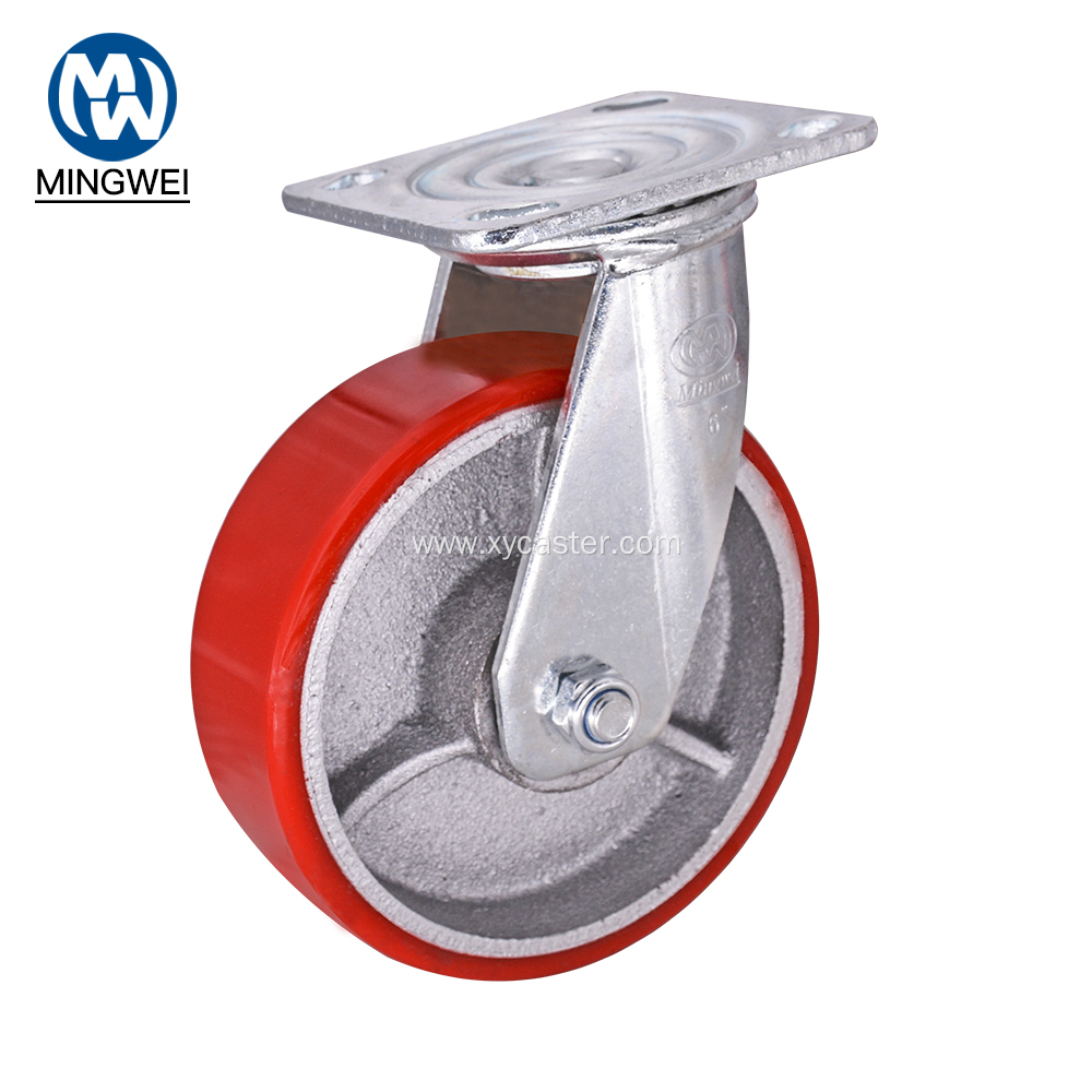 Red PU 6 Inch Swivel Caster Wheels