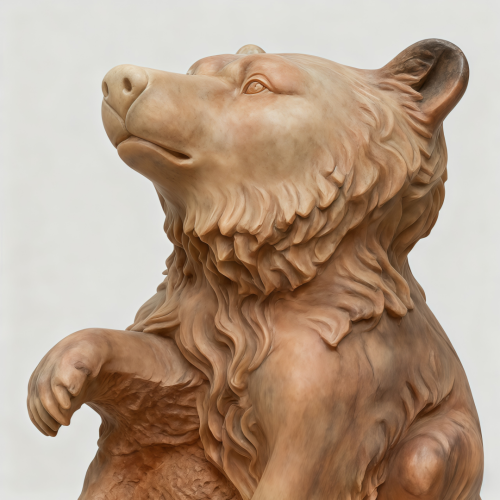 Premium Stone Sculpture of Mother Bear and Cub