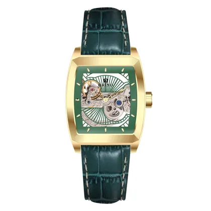 316L Tonneau Skeleton Mechanical Automatic Wrist Watch