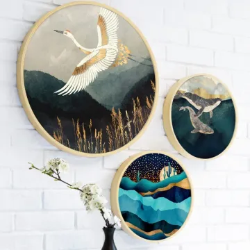 American Style Unframed Triptych Wall Art for Home Decoration