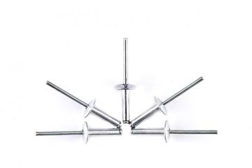 Steel/Steel open end blind rivets with large flange