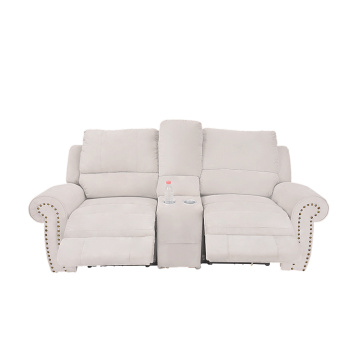 Luxus klassisches Haus weiß benutzerdefinierte 2-Sitzer elektrische Liebessitz-Filmstühle Couch-Stoff-Recliner modernes Sofa-Set