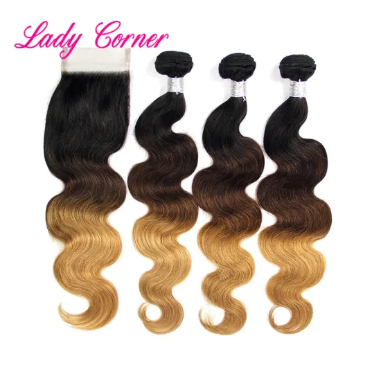 Overnight shipping 1B/4/27 100% Brazilian human hair extension omber weave
