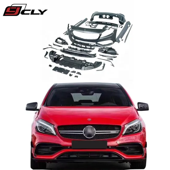 2016-2018 Benz A-Class W176 A45 AMG Style Body Kit - Front Bumper, Rear Bumper, Side Skirts