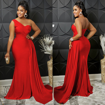 One Shoulder Ruffled Stretchy Floor Maxi Dress