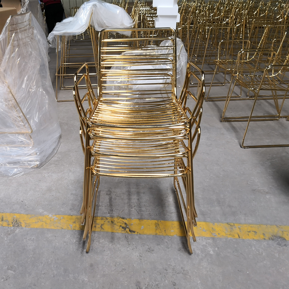 Hight Quality Gold Stackabale Wire Chair