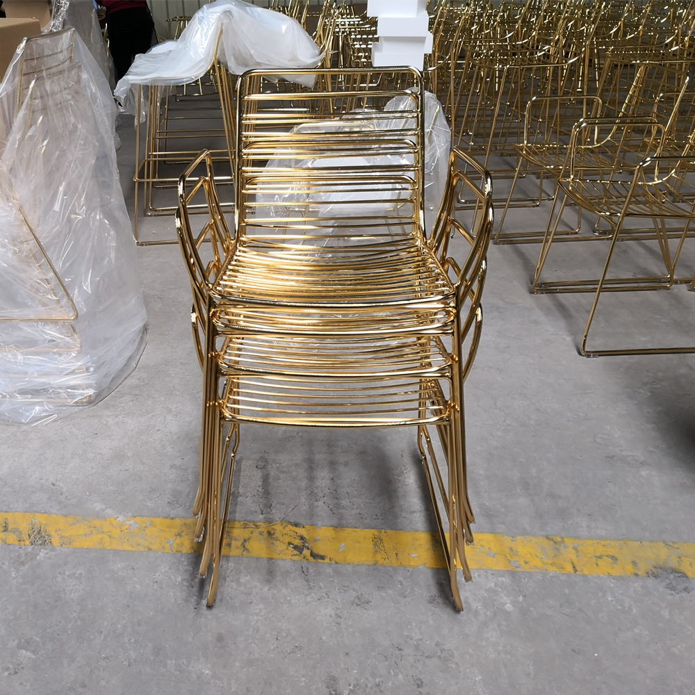 Hight Quality Gold Stackabale Wire Stuhl