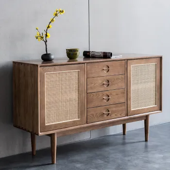Wholesale Modern Wood and Rattan Sideboard Cabinet for Dining Room