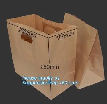 Eco- Friendly Biodegradable Colored Fast food Kraft Paper Bag, Fast Food Flat Bottom Brown Kraft Paper Bags, kraft paper bag wit