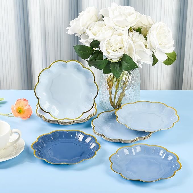 Dusty Blue 7 - inch Disposable Cake Plates, 48pcs
