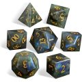 Pure Natural Gemstone DND Dice Set with Case, 7PCS Handmade Real Stone Dice Set for Dungeons and Dragons Tabletop Games