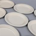 Food Grade Sugarcane Bagasse Disposable White Plates Sugar Cane Bamboo Paper Pulp Bio Compostable Degradable Dish For Party