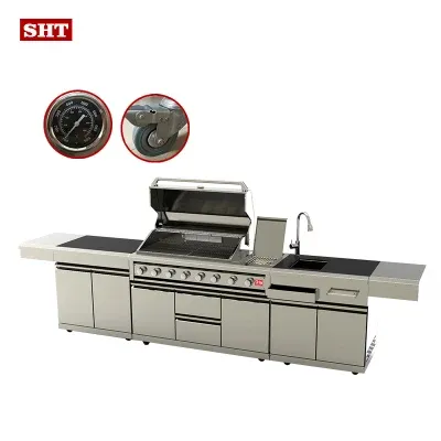 Outdoor Kitchen Cabinet Metal Barbecue Gas Grill with Sink