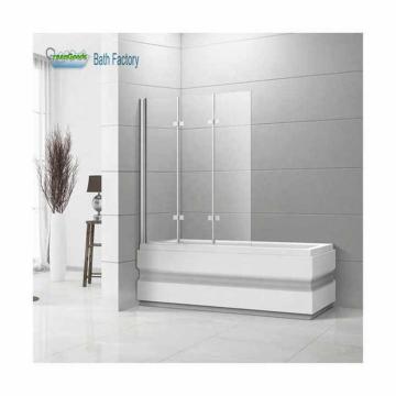 3 Pcs 4mm Thick Tempered Glass Three-Fold Bath Screen