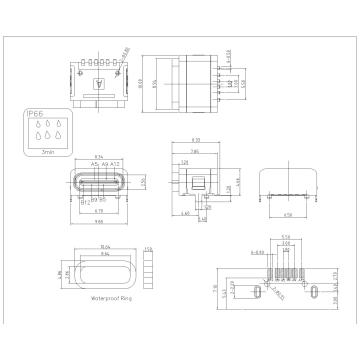 Type-C 6P Female Waterproof SMT H7.85mm
