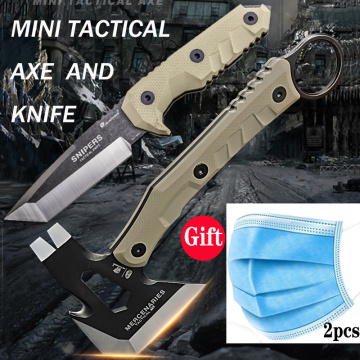 Mini Multifunctional Survival Outdoor Camping Axe and Tactical Pocket Hunting Knife set Fixed Blade Camping Knife with Hatchet