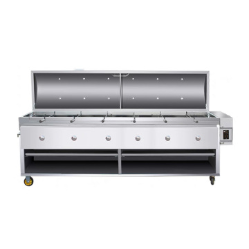 Commercial Indoor/Outdoor 6-Head Gas Smokeless Charcoal Grill for Leg of Lamb and Chicken