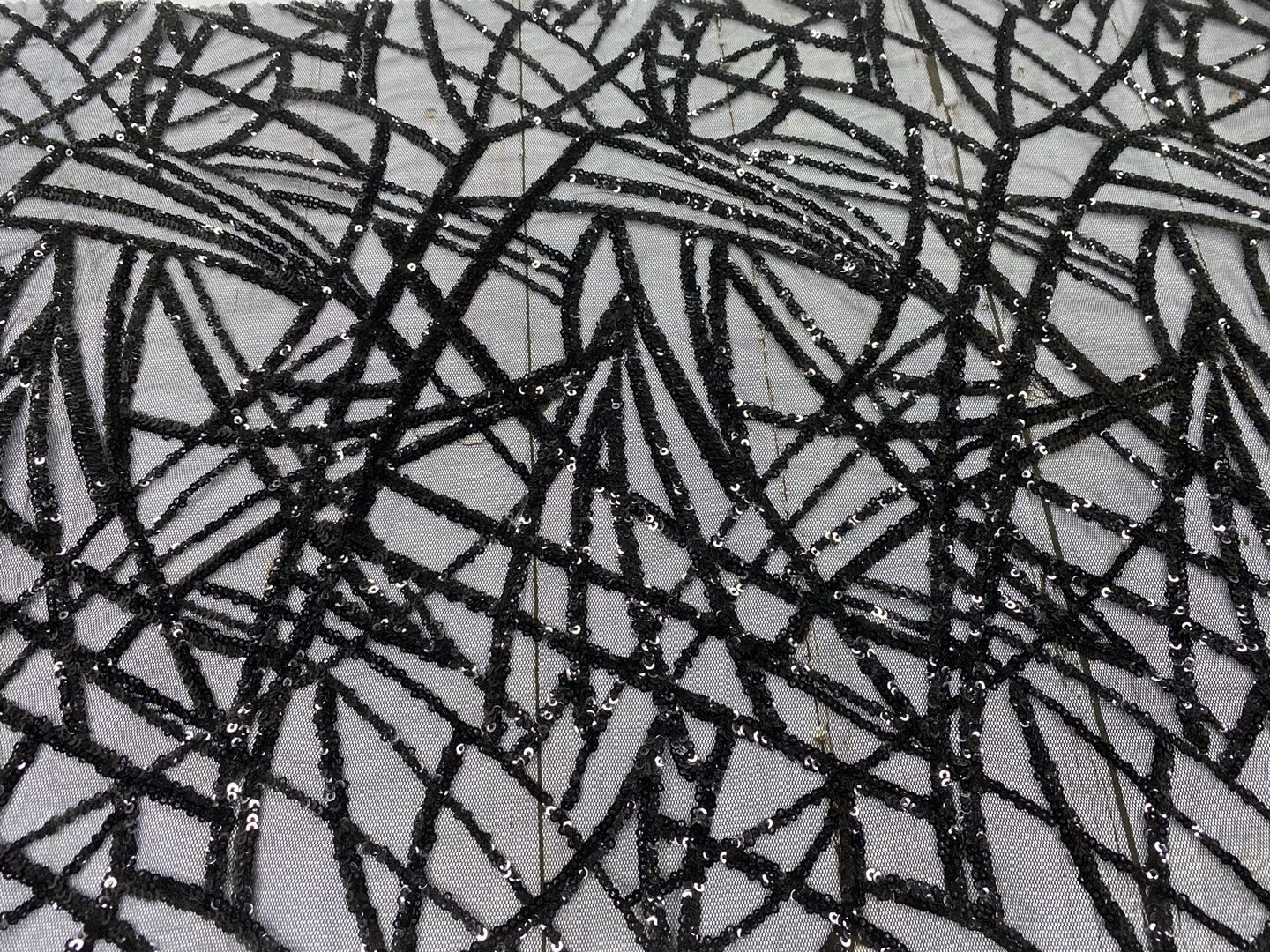 Black 3mm Sequins Embroidery Fabric