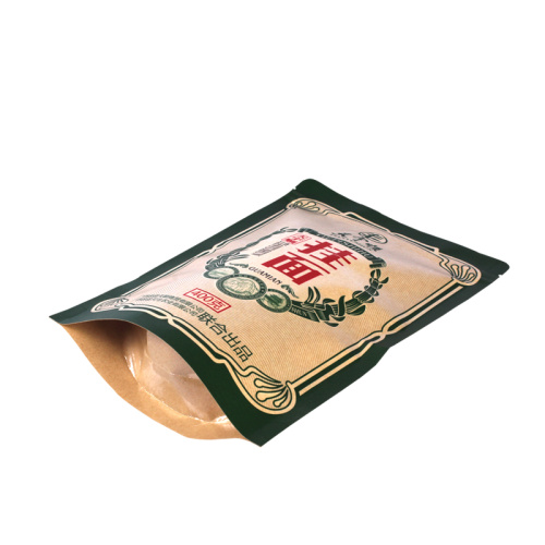 Makanan Gred Window Zipper Stand-up Kraft Pouch