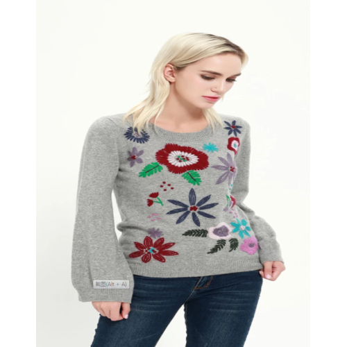cashmere sweater with hand embroidery