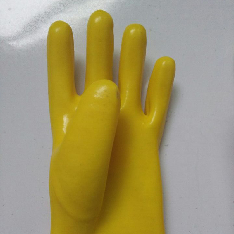 Luva de pvc amarelo revestido de algodão