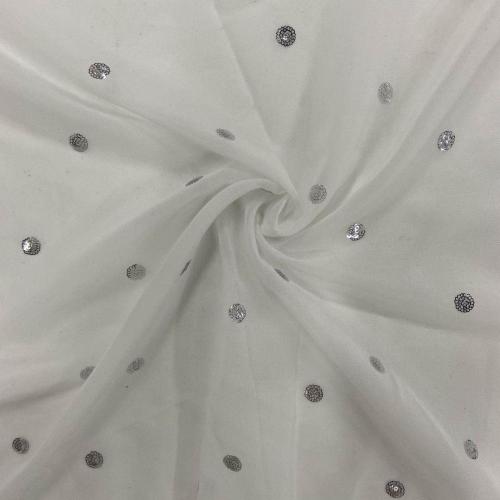 Sulaman Sequin Perak Pada Kain Sifon
