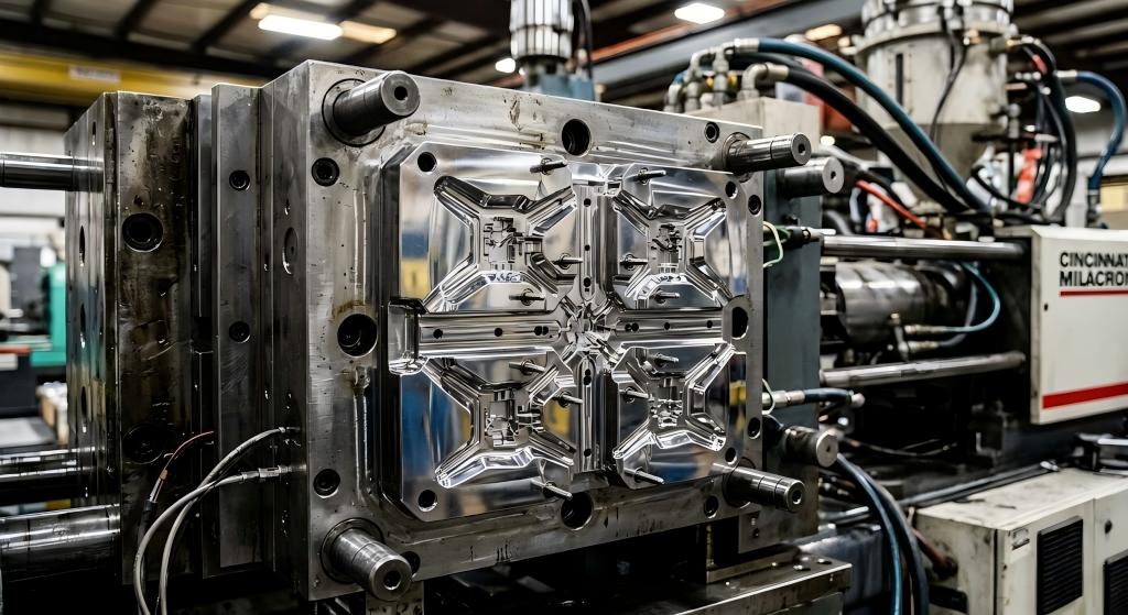 Close-up of a precision multi-cavity injectio