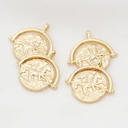 Jewelry Accessories 14K Gold Plated Coin Pendant for Necklace Making