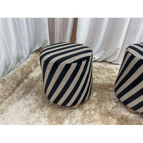Modern Minimalist Striped Stool Chair Fabric Ottoman