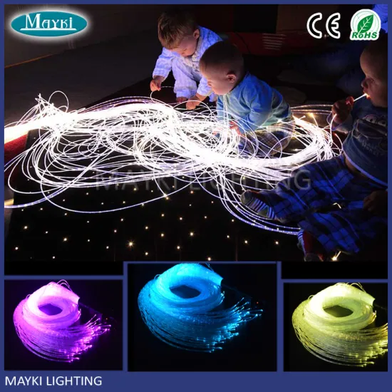 Multi-strand fiber optical light with side spot fibre and 16W RGB light emitter for sensory room
