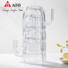 ATO Clear Cactus Shape Drinking Water Glass Cup