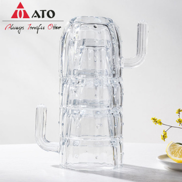 ATO Clear Cactus Bentuk Cawan Kaca Air Minum