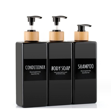 500Ml Cuboid Shampoo Bamboo Plastic Lotion Bottles