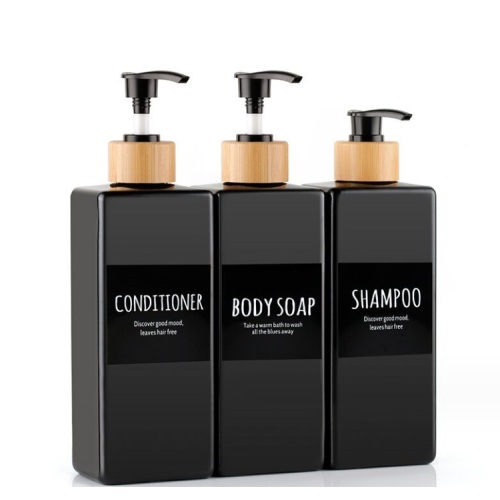 500ml Cuboid Shampoo Bamboo Plastic Lotion Bottles