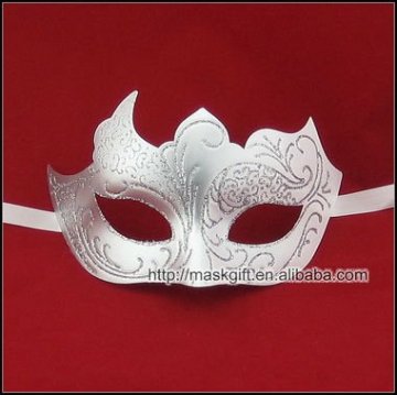 2012 Hot Design High Quality White And Silver Plastic Masquerade Party Mask, Wedding Mask For Elegant Lady
