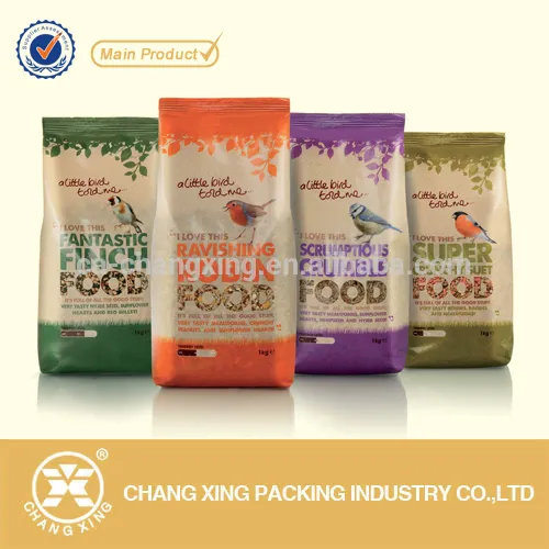 Environmental polythene stand up pouches pet food/animal feed/bird food plastic packing bag with lovely design