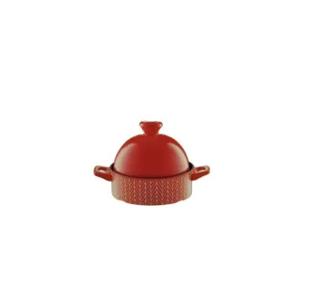 Wheat field red casserole pot dish with lid