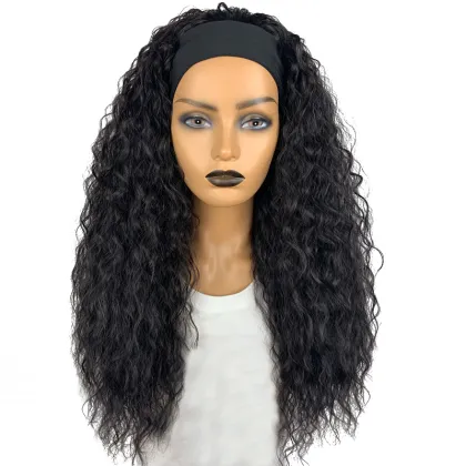human hair feeling japanese kaneka fiber water wave headband wig, synthetic water wave wig with headband