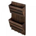 Wall Mounted Wood Mail Storage Rack with Hooks