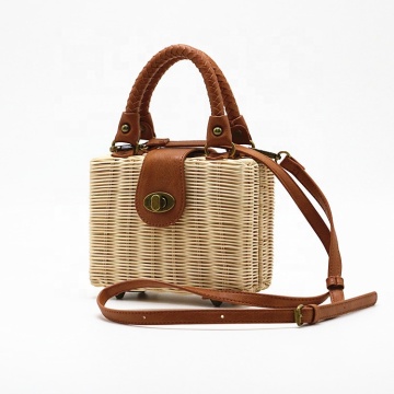 Rattan straw bag summer beach personality shoulder handbag women fashion handmade shoulder straw purses