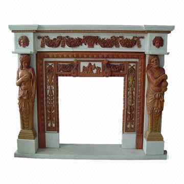 Hot Sale Indoor Decorative Hand Carved Fireplace Mantel, Customized Designs are Accepted