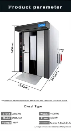 Automated Bakery Equipment: 16-Tray Bakers Pride Diesel Rotary Rack Oven