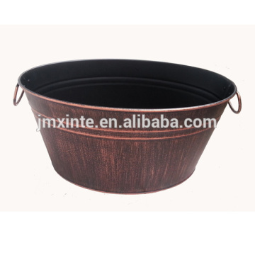 oval metal with gold brushed antiqued galvanized ice bucket