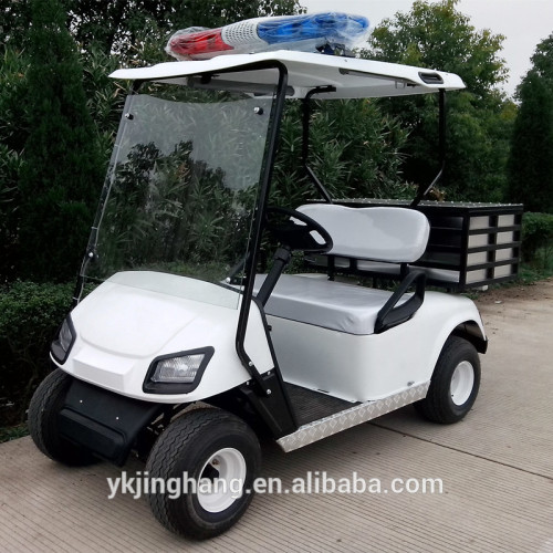 2 seat police golf cart with a cargo box in the back of seat for sale