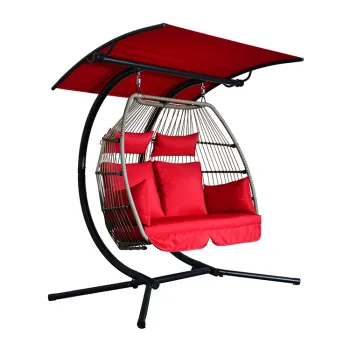 Best Seller Two Person Rattan Double Basket Swing Chair with Canopy