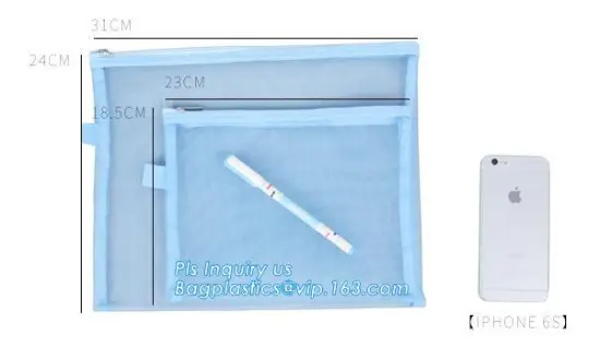 Mesh PVC Zipper File Folder Bag, custom durable plastic ziplock pvc file bag, clear printed pvc files zip packing bag