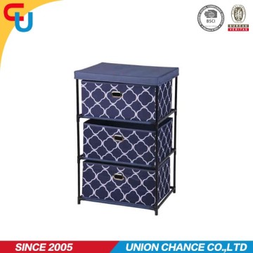 600D polyester 3 layer drawer nonwoven bedside bedstand foldable storage rack organizer with cover