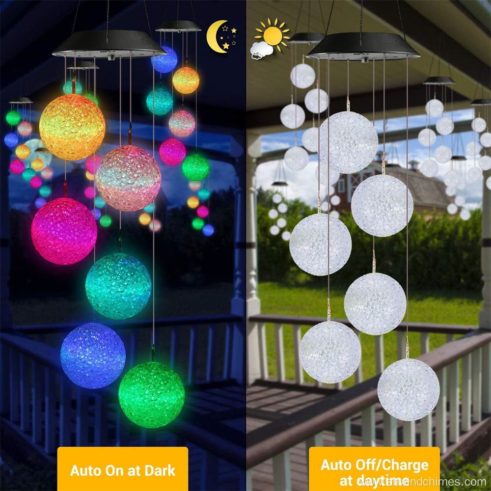 Solar-Powered Color-Changing Ball Wind Chimes for Parties