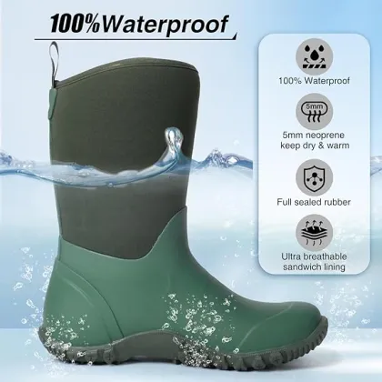 Durable Mid-Calf Rain Boots